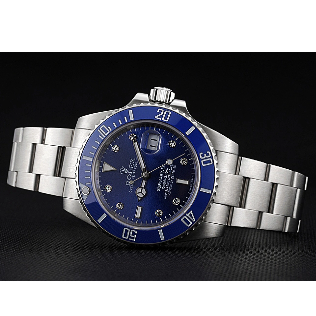 Aaa replica watch 622638 Diamond Submariner Blue Stainless Markers Bracelet Case Steel Steel Rolex Stainless Dial 0711